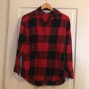 Red and black plaid flannel shirt